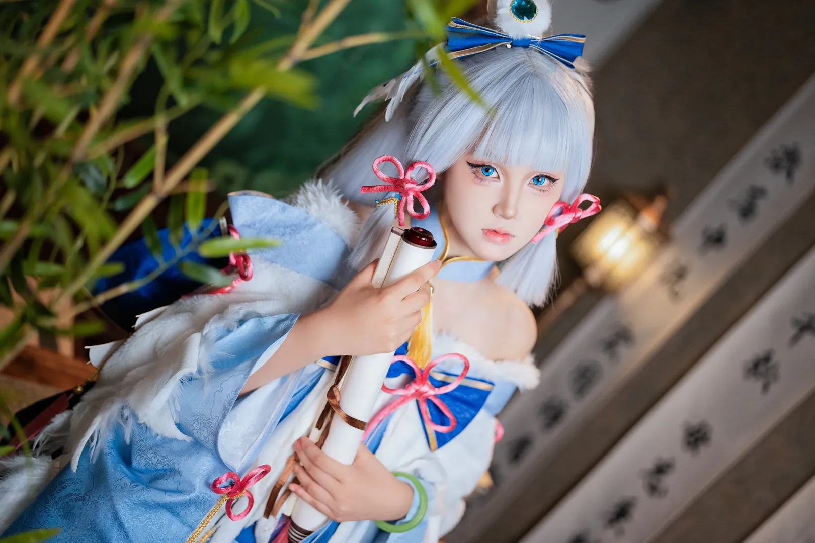 原神, cosplay, 神里绫华cos, 白鹭樱华, 白毛cosplay - 第4张