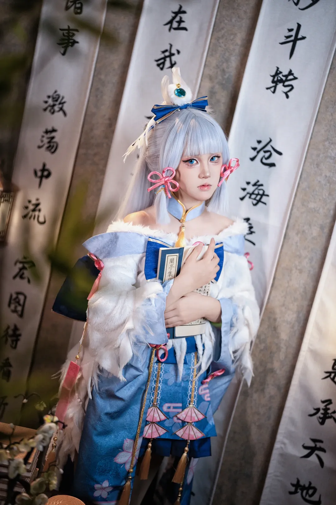 原神, cosplay, 神里绫华cos, 白鹭樱华, 白毛cosplay - 第6张