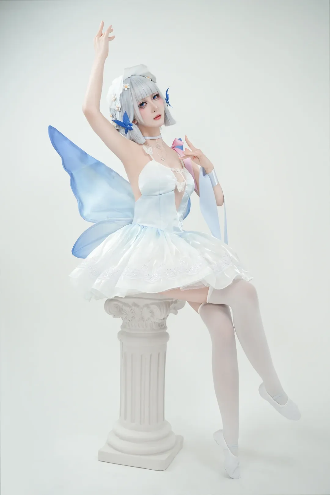 原神, コスプレ, 神里綾華 コスプレ, 白ストッキング, バレエスタイル - 1枚目
