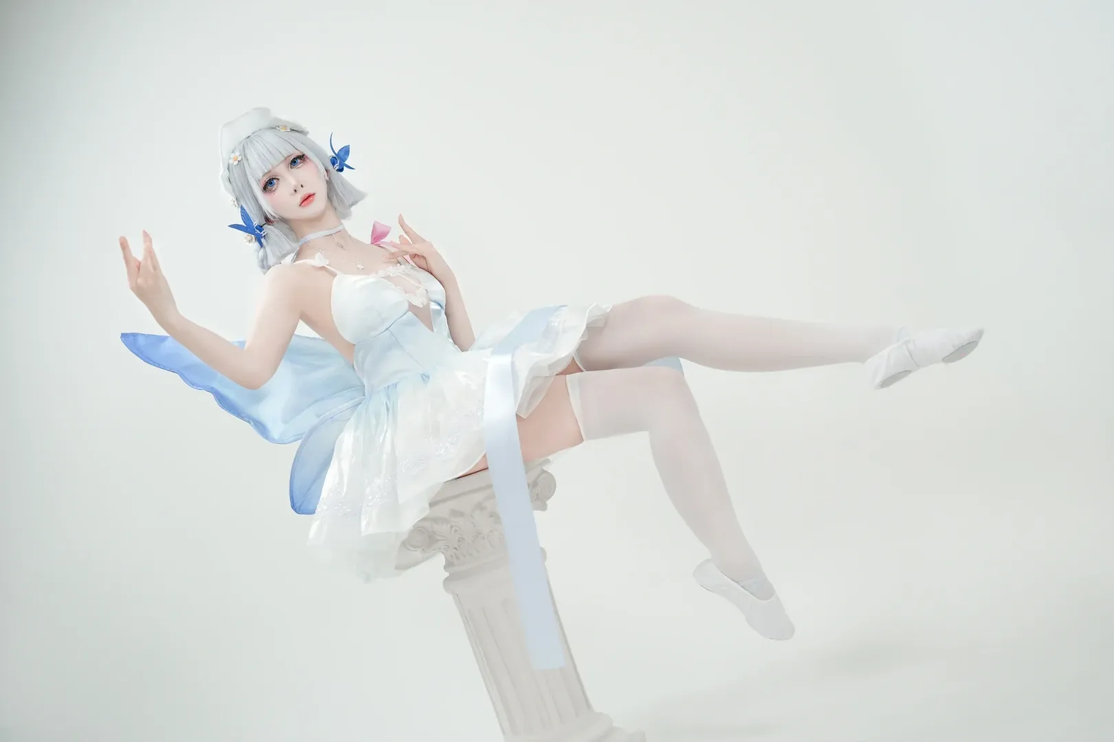 原神, コスプレ, 神里綾華 コスプレ, 白ストッキング, バレエスタイル - 2枚目