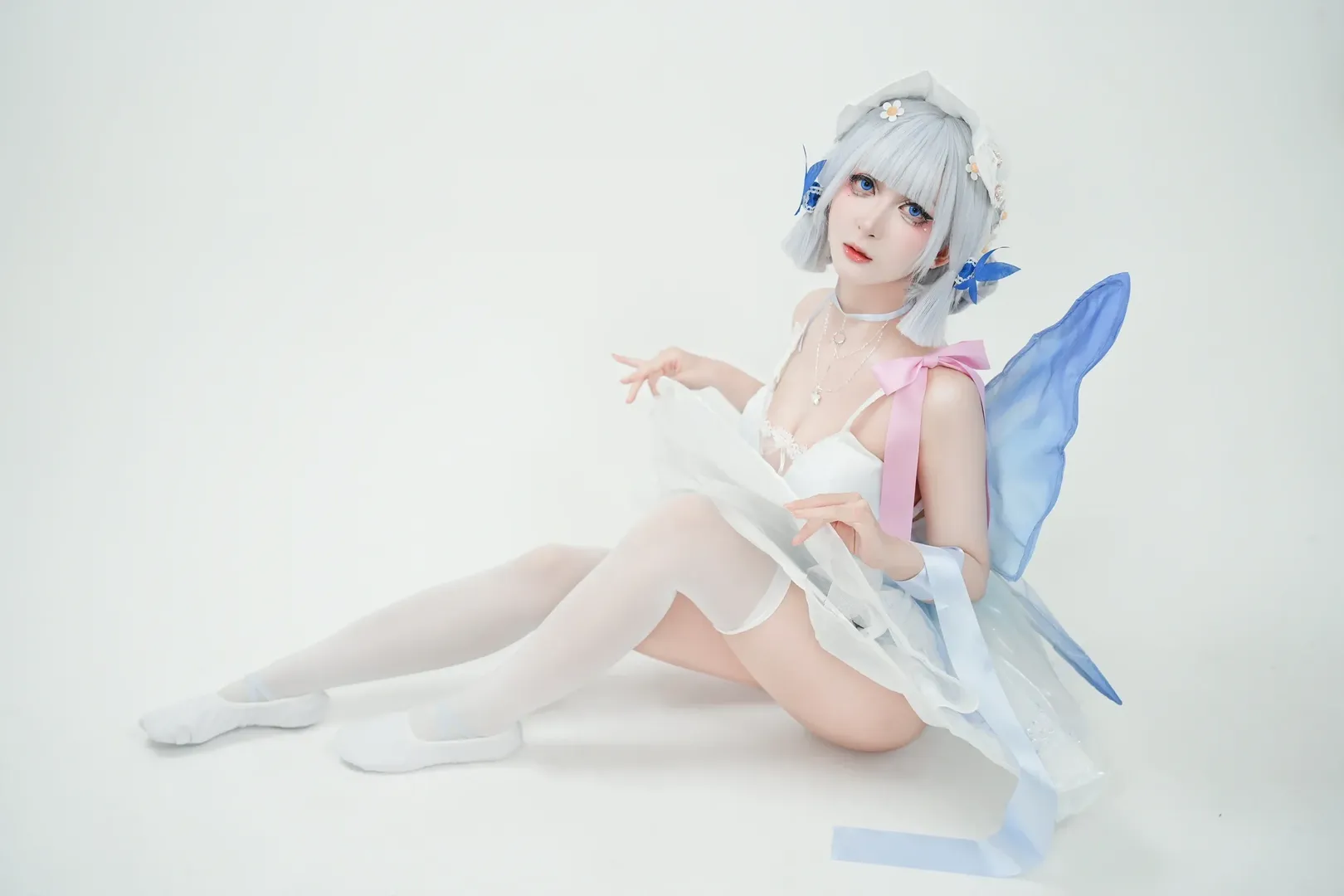 原神, コスプレ, 神里綾華 コスプレ, 白ストッキング, バレエスタイル - 3枚目
