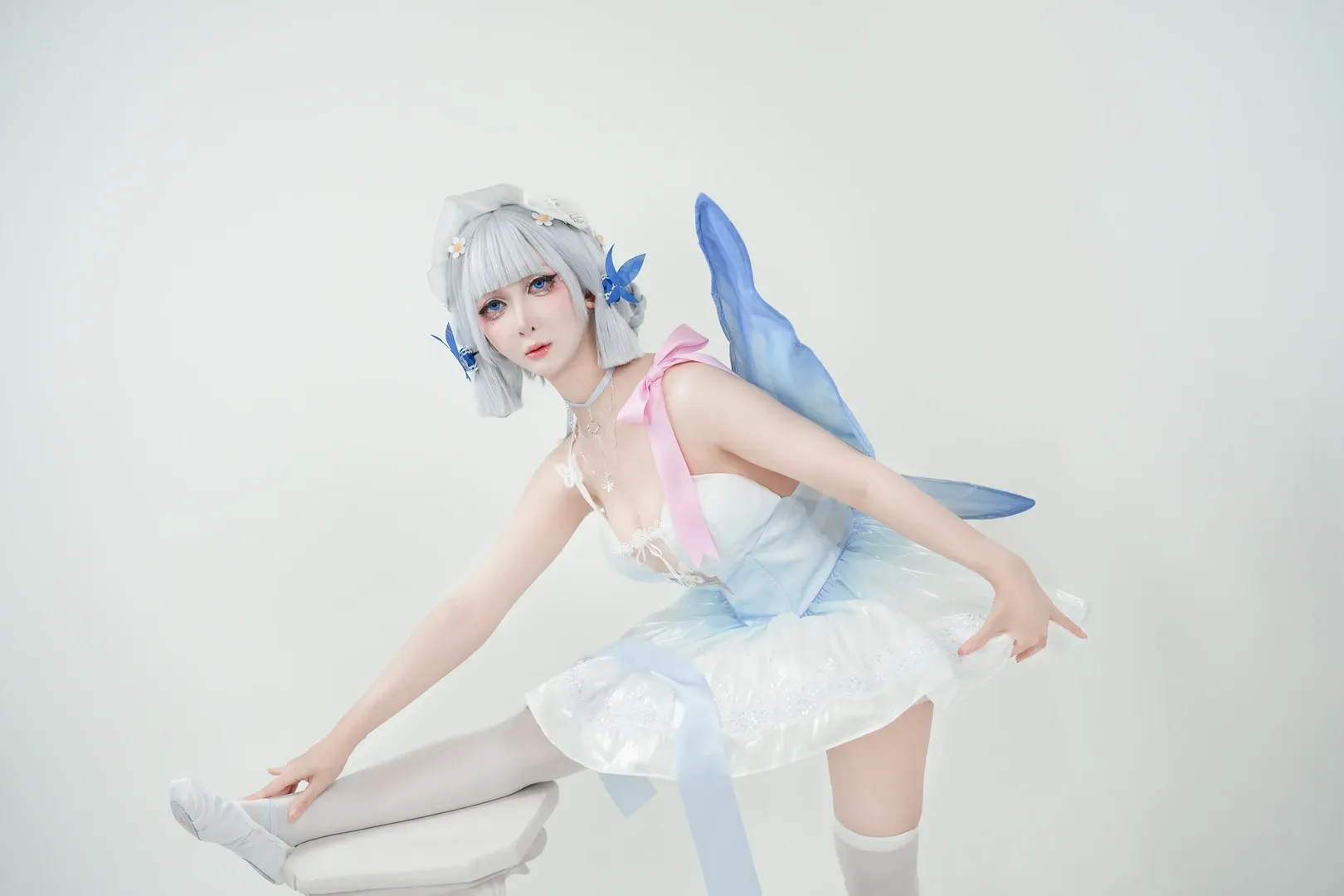 原神, コスプレ, 神里綾華 コスプレ, 白ストッキング, バレエスタイル