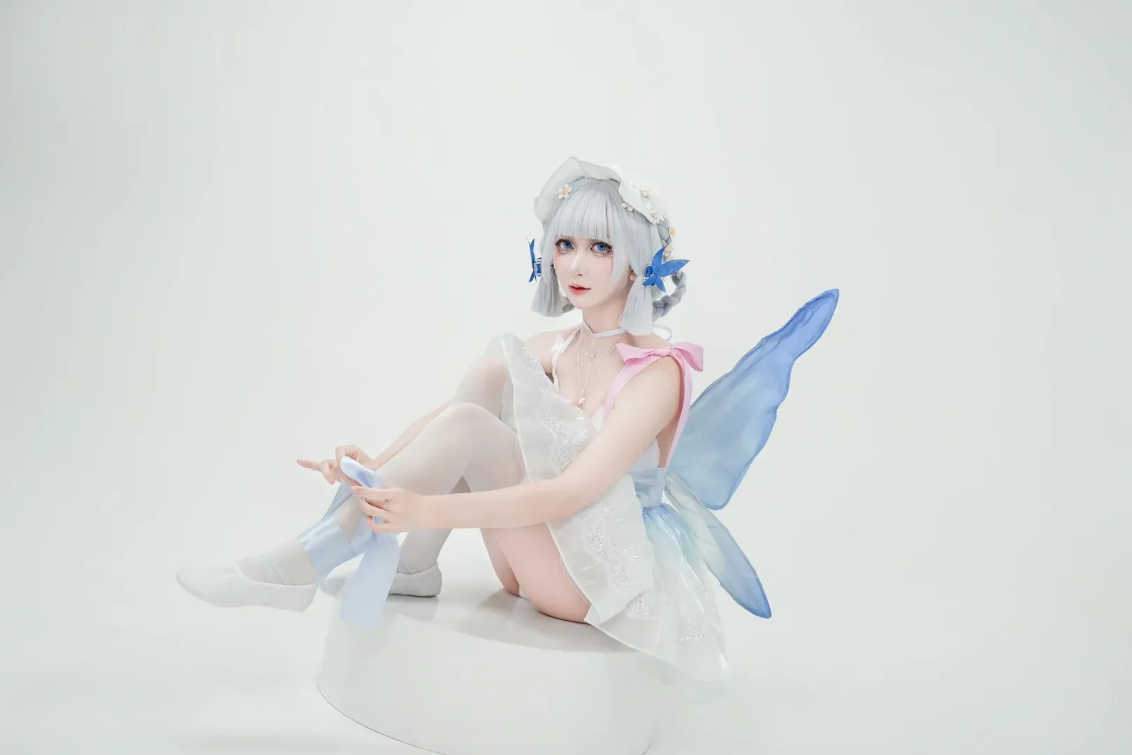 原神, コスプレ, 神里綾華 コスプレ, 白ストッキング, バレエスタイル - 6枚目