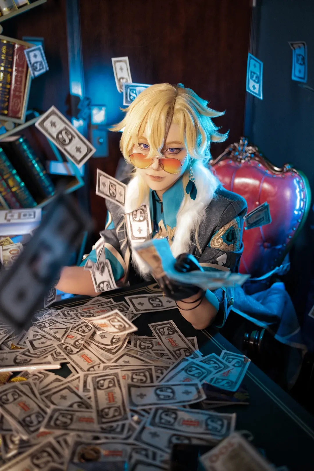 崩坏星穹铁道, cosplay分享, 砂金cos, 金发造型, 赌桌主题 - 第2张