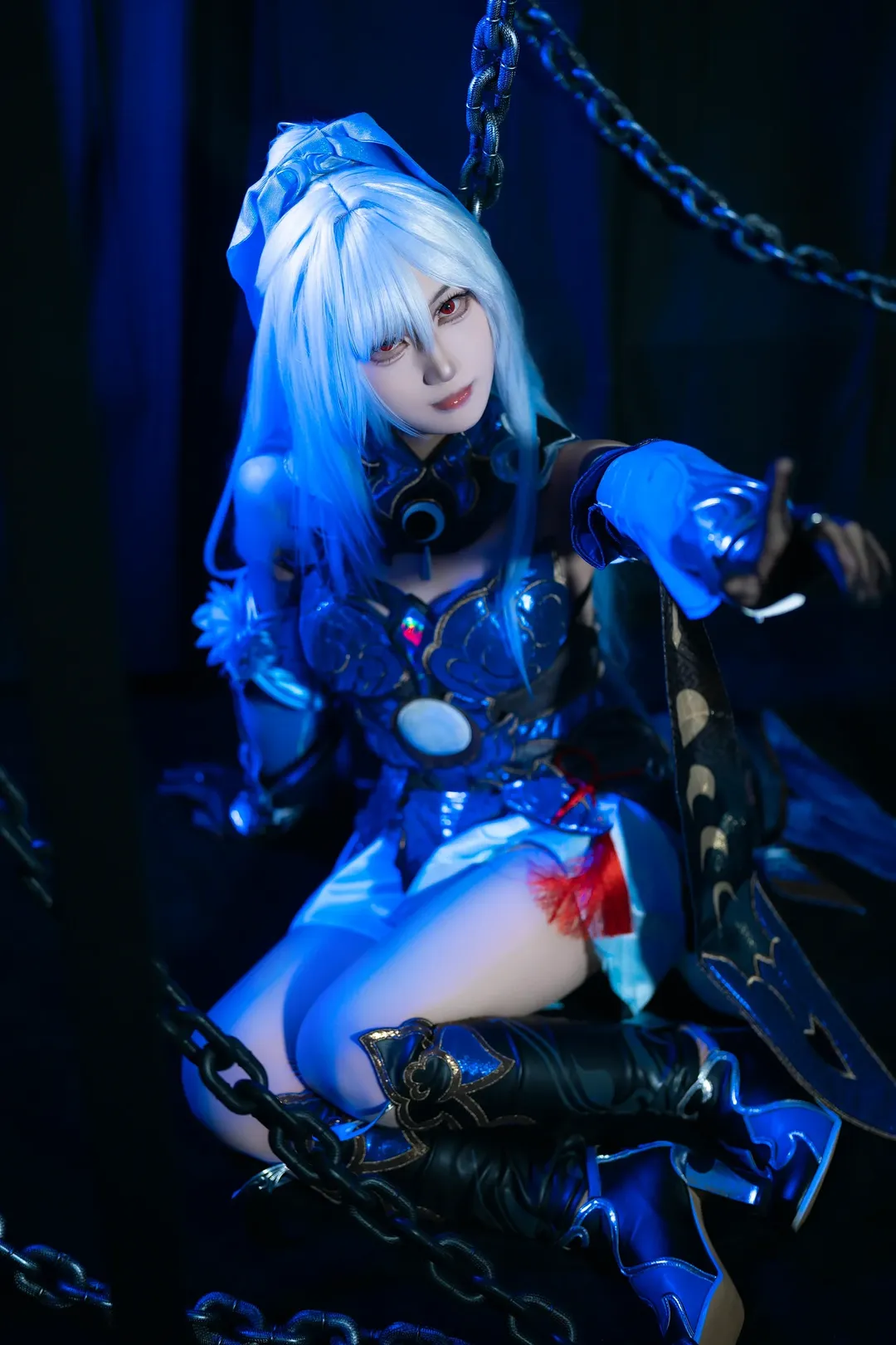 崩坏星穹铁道, 镜流cos, cosplay摄影, 国风二次元, 白毛红瞳