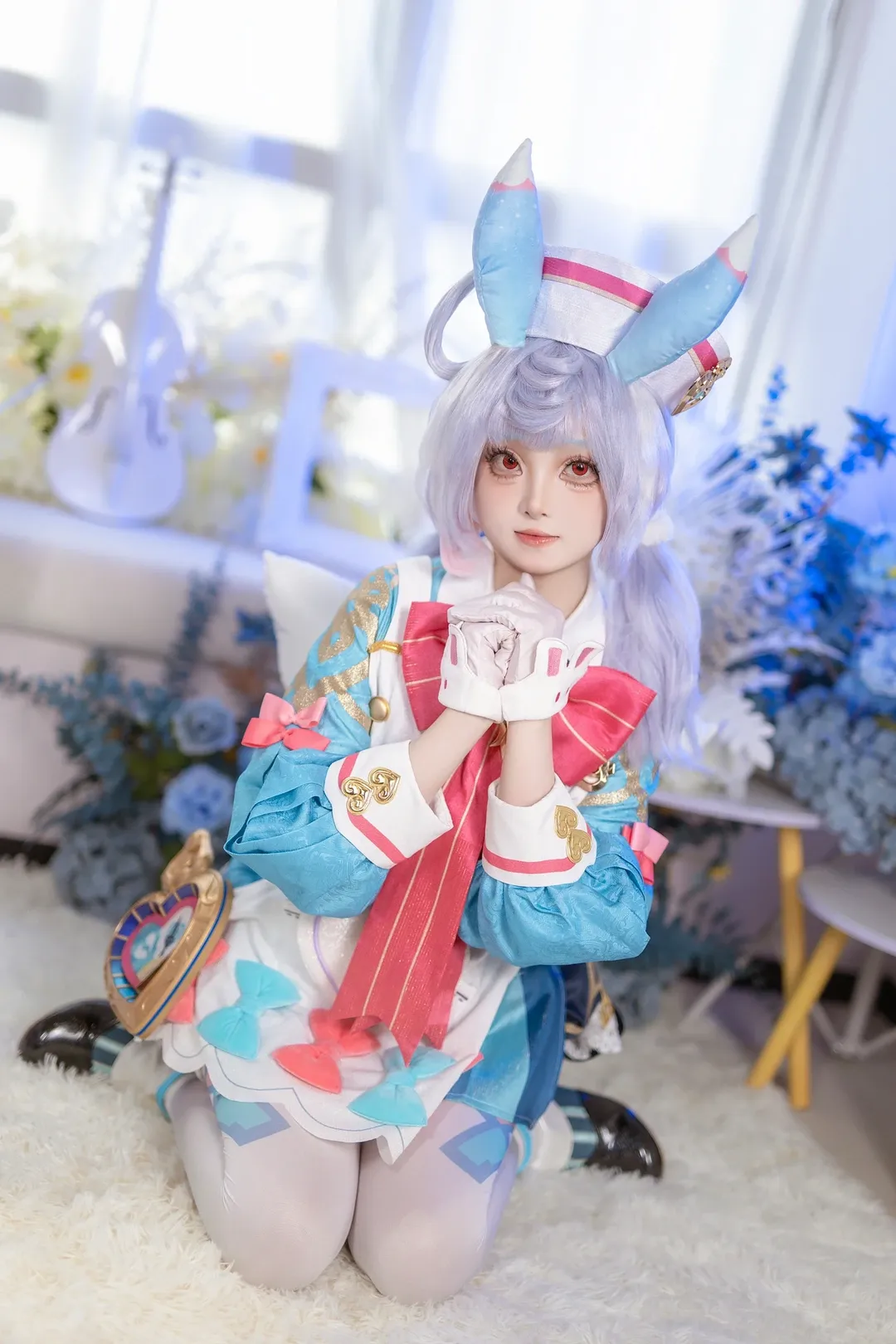 原神, 希格雯cos, 梦幻少女风, 白色连裤袜, 钢琴布景 - 第1张