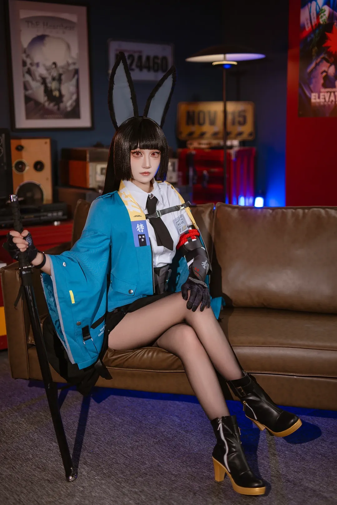 ゼンレスゾーンゼロ, 星見雅コスプレ, うさ耳, 黒ストッキング, コスプレコーディネート - 2枚目
