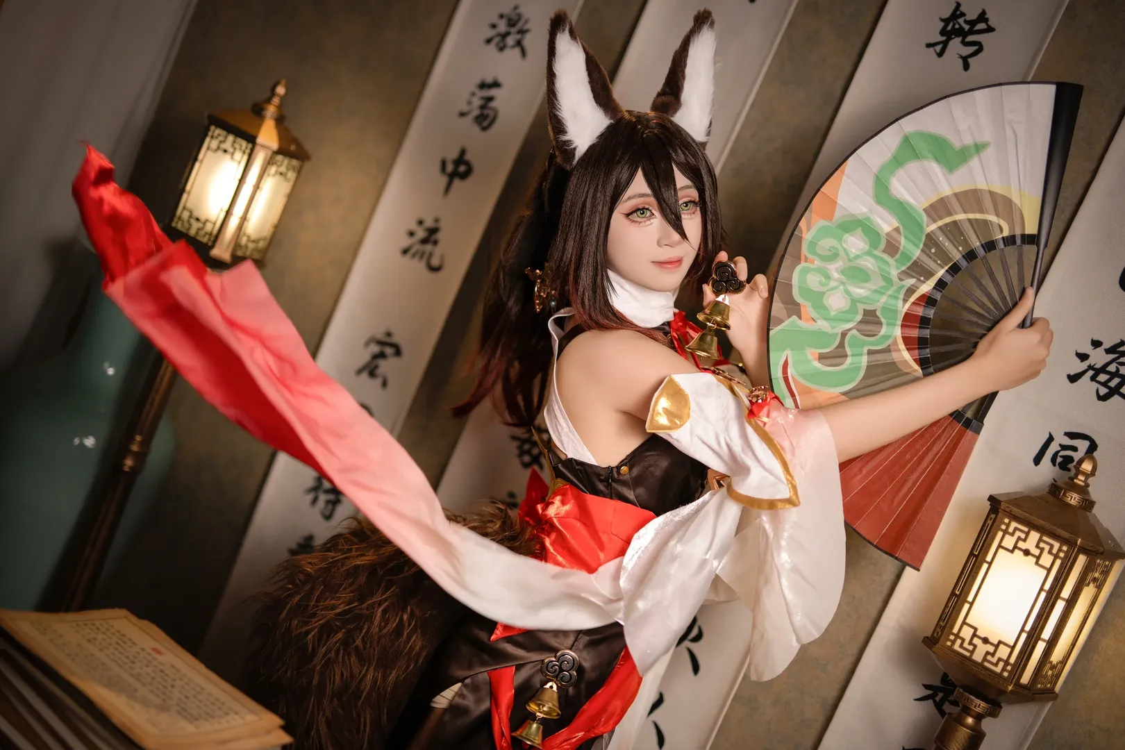 崩坏星穹铁道, 古风cosplay, 停云cos, 兽耳少女, 月下夜景 - 第1张