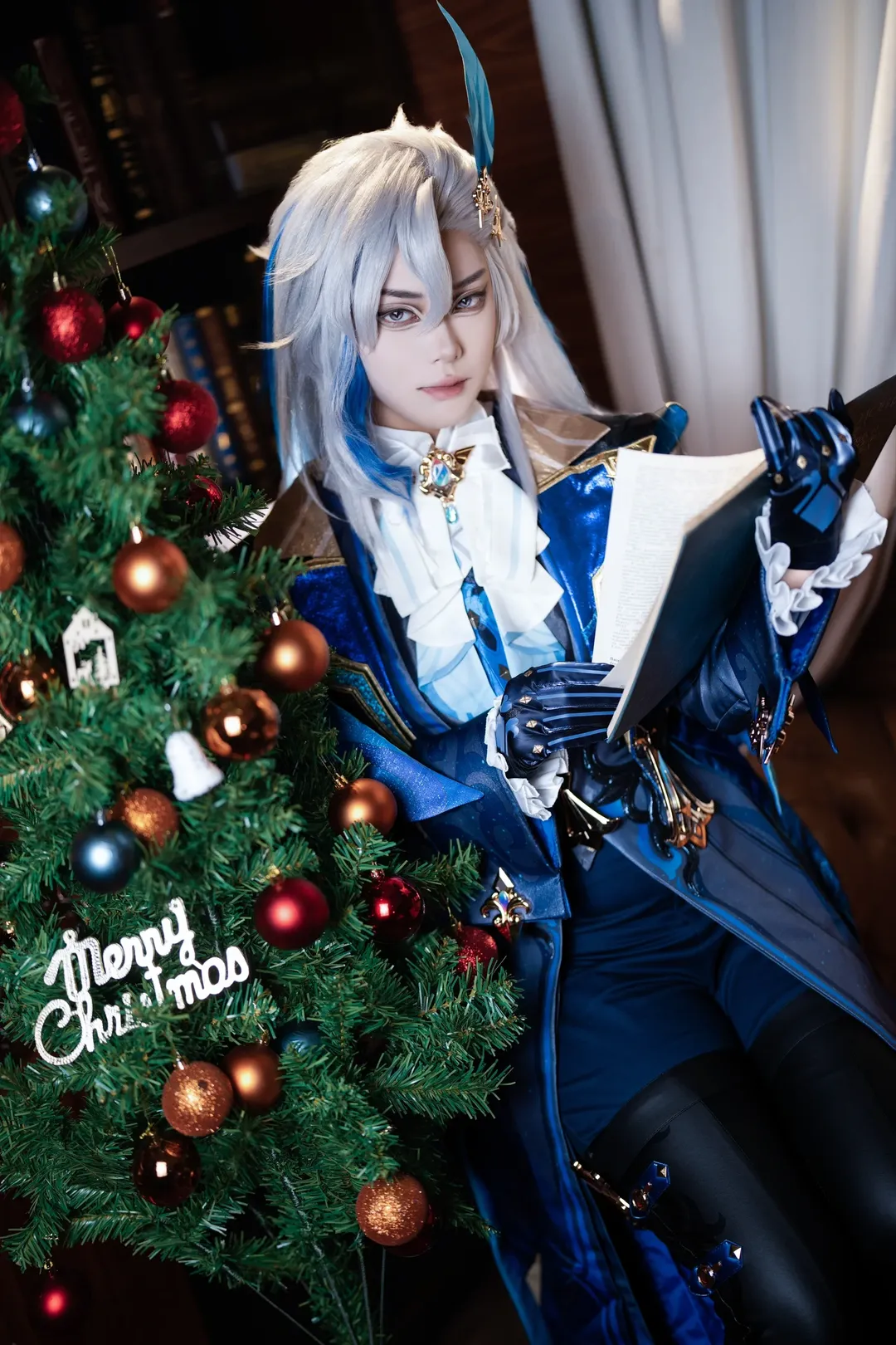 原神, 黑絲, cosplay攝影, 聖誕cosplay, 那維萊特cos - 第1張