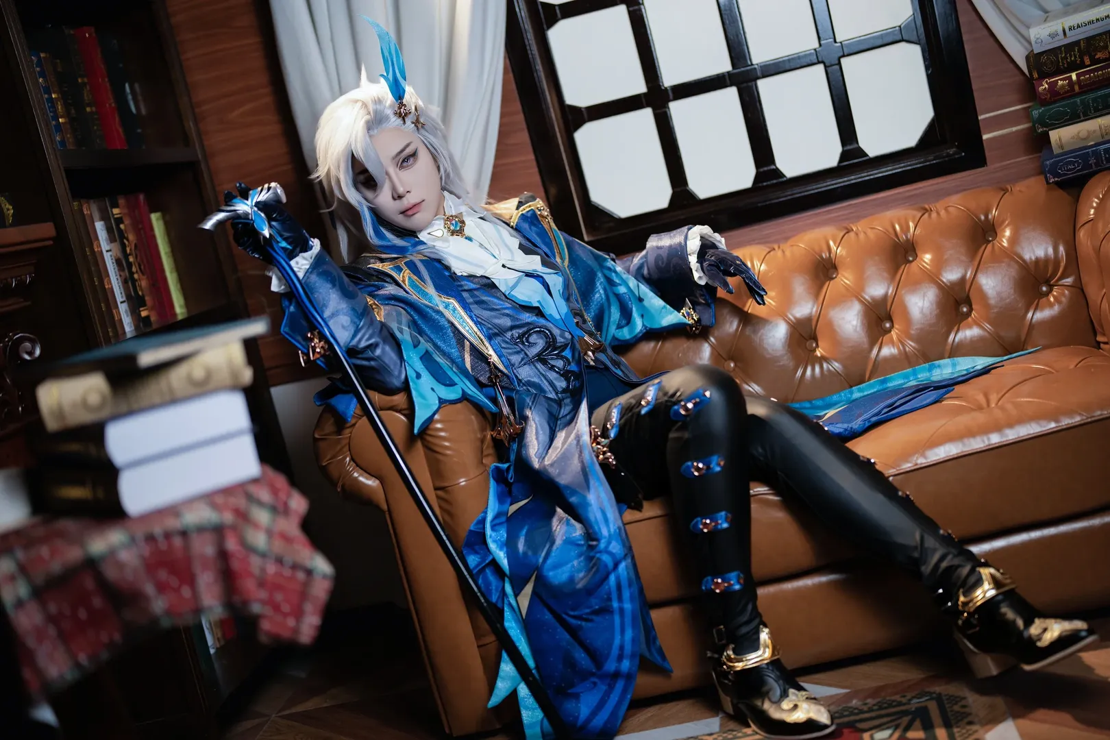 原神, 黑絲, cosplay攝影, 聖誕cosplay, 那維萊特cos