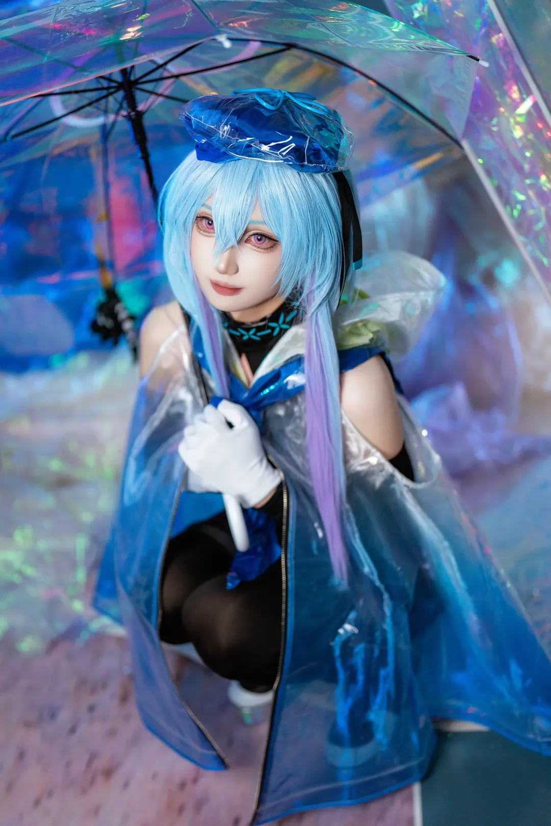 明日方舟, 黑丝穿搭, 水月cos, cosplay摄影分享, 镭射雨伞 - 第2张