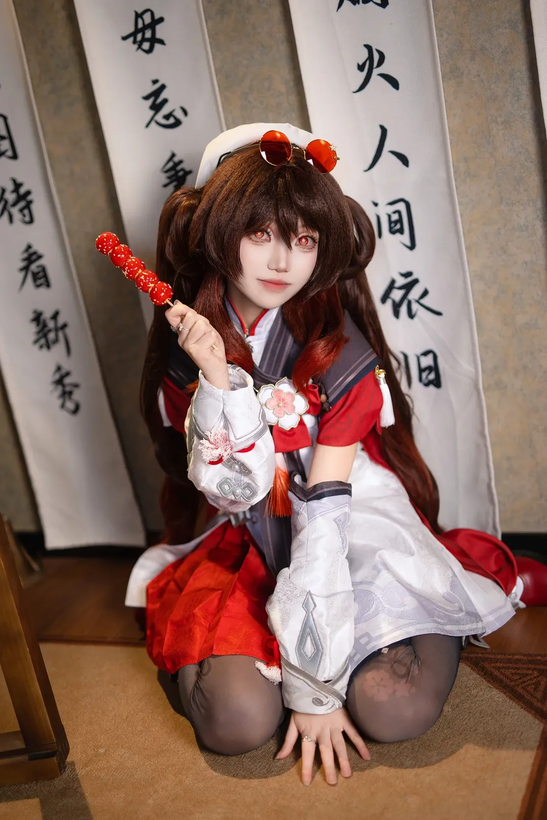 原神, cosplay, 胡桃cos, 丝袜cos, 宿雪桃红 - 第2张