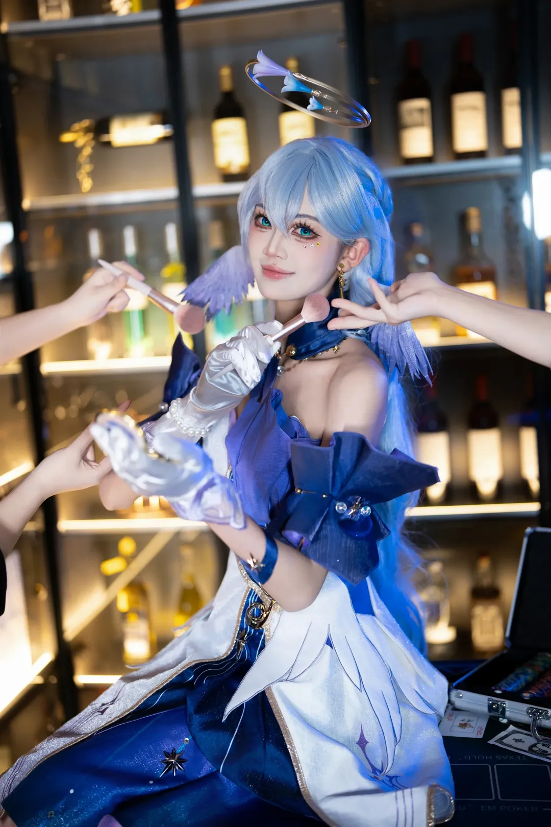 原神, 知更鸟cos, cosplay摄影, 蓝发造型, 光环道具 - 第4张