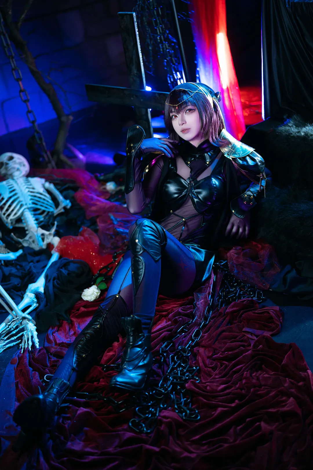 Fate/Grand Order, 哥特风cosplay, 暗黑系摄影, 斯卡哈cos, 网袜穿搭cosplay - 第1张