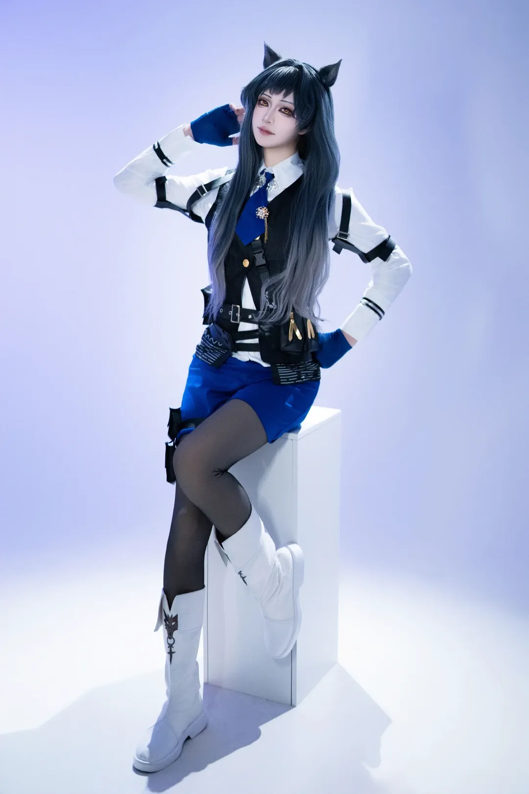 cosplay, Arknights, Black stockings, Animal ears, Texas cosplay