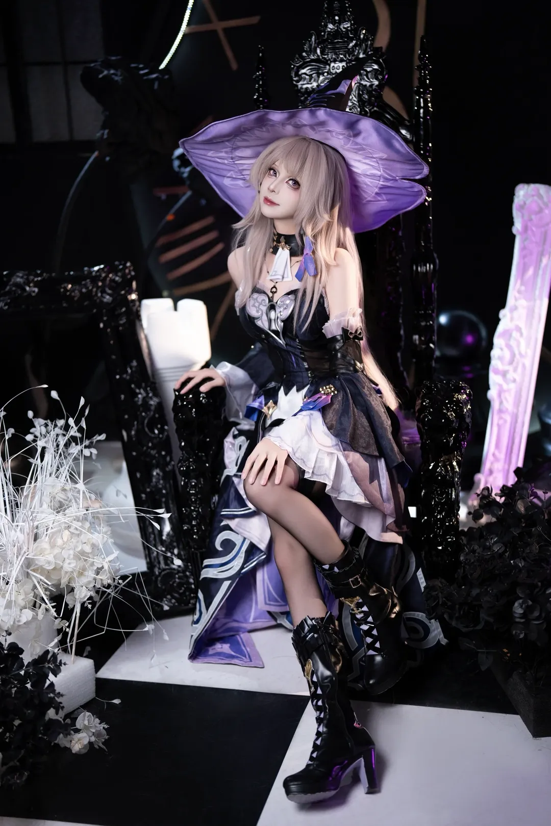 崩壞星穹鐵道, 大黑塔cos, 黑絲穿搭, 高質量cosplay, 魔女裝cos