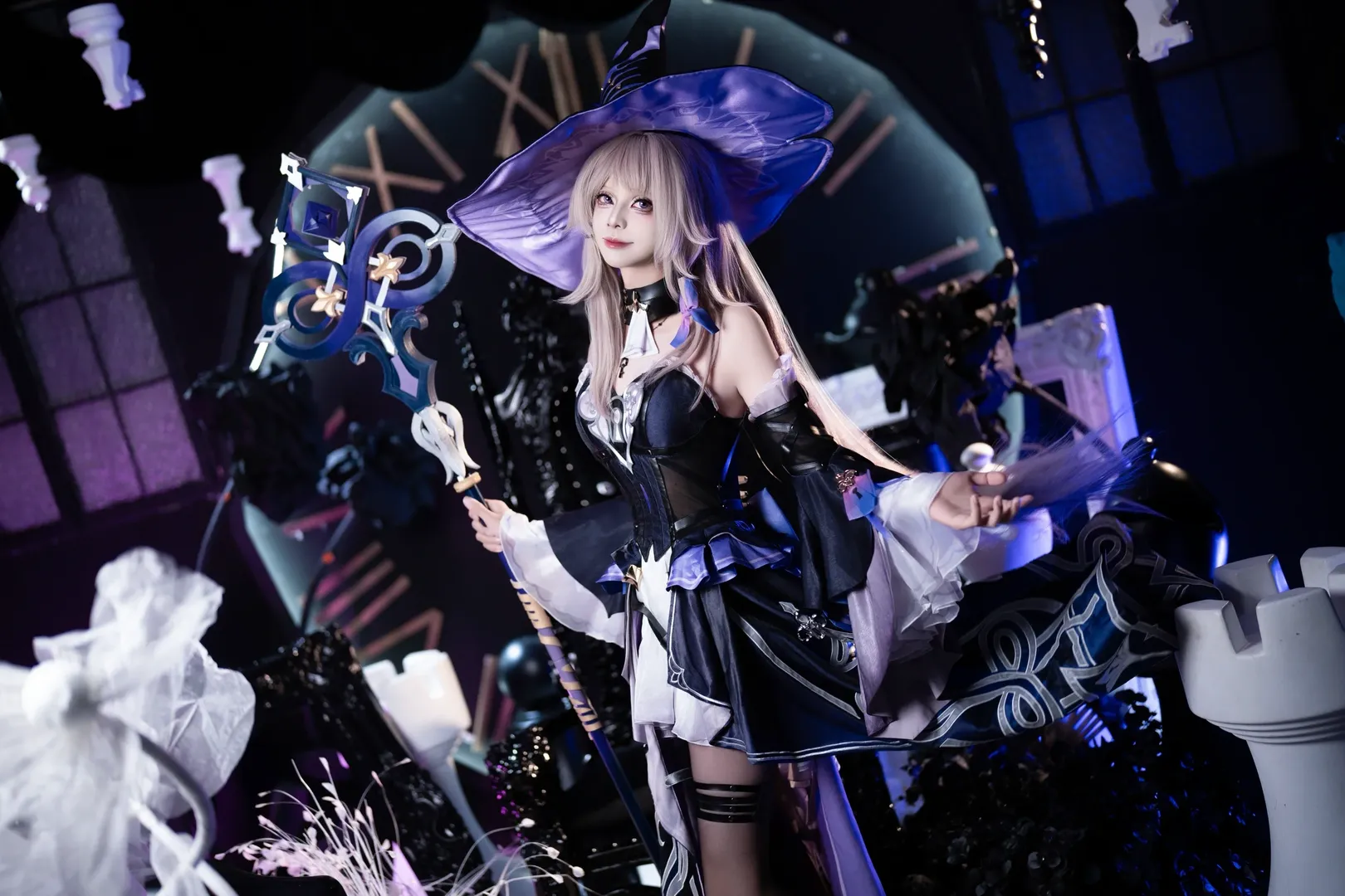 崩坏星穹铁道, 大黑塔cos, 黑丝穿搭, 高质量cosplay, 魔女装cos - 第6张
