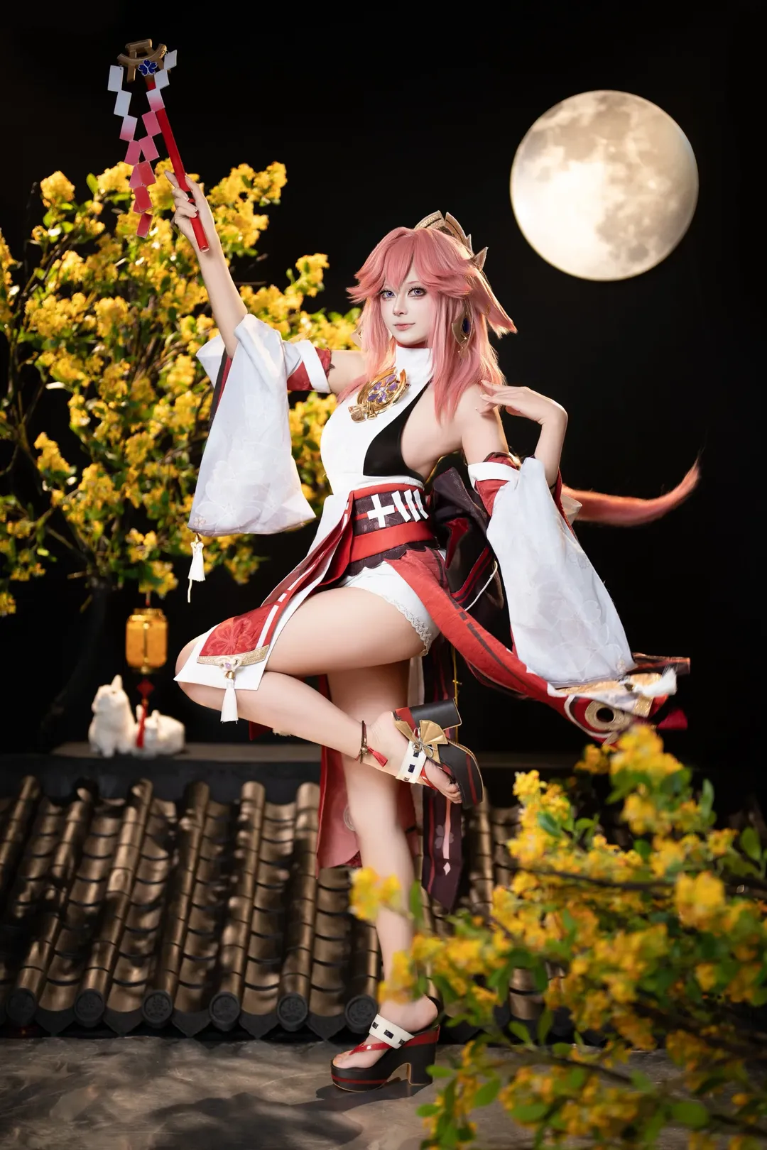 原神, 八重神子 コスプレ, 和風コーデ, コスプレ写真, 月夜の夜景 - 1枚目