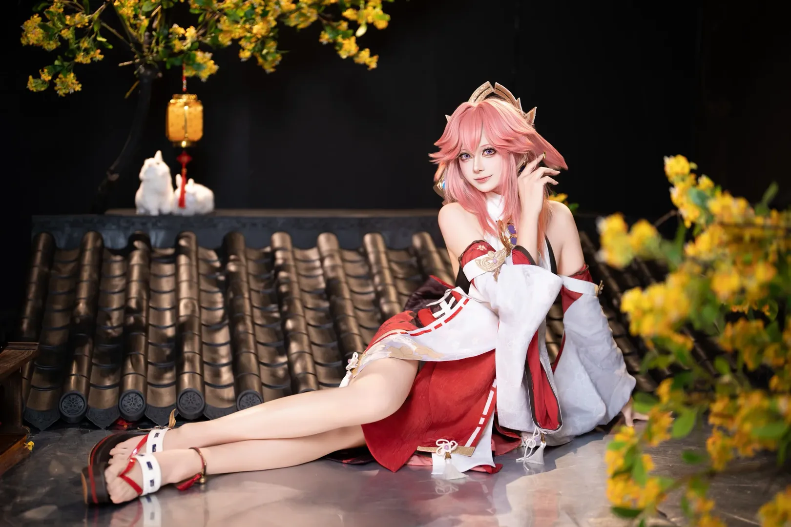 原神, 八重神子cos, 和风穿搭, Cosplay写真, 月夜夜景