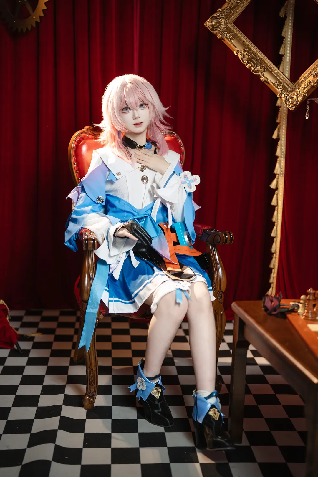 崩坏星穹铁道, 三月七cos, 摄影棚拍摄, cosplay正片, 粉色假发