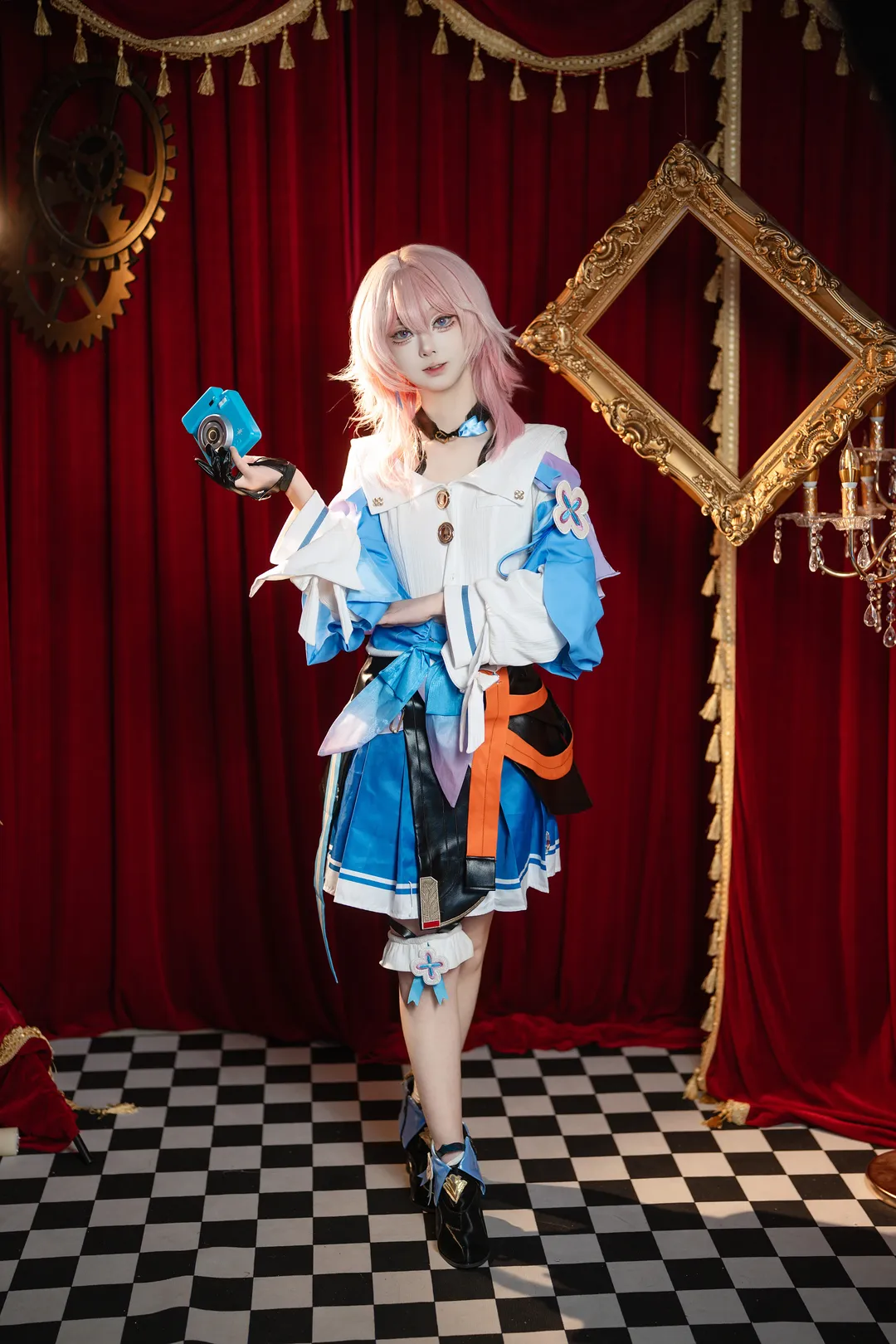 崩坏星穹铁道, 三月七cos, 摄影棚拍摄, cosplay正片, 粉色假发 - 第3张