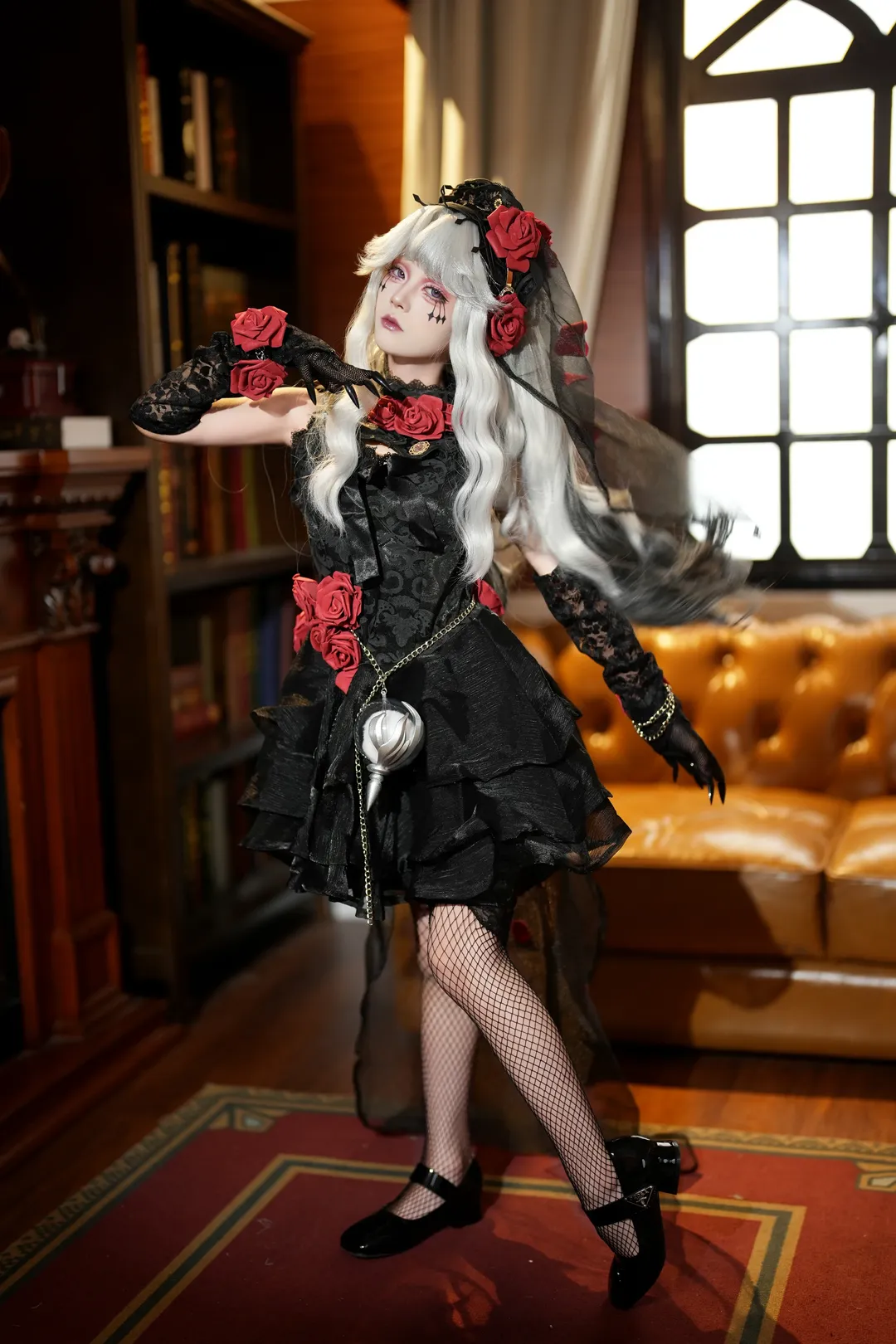 第五人格, 哥特风cosplay, 黑丝穿搭, 心理学家cos, 病患cos