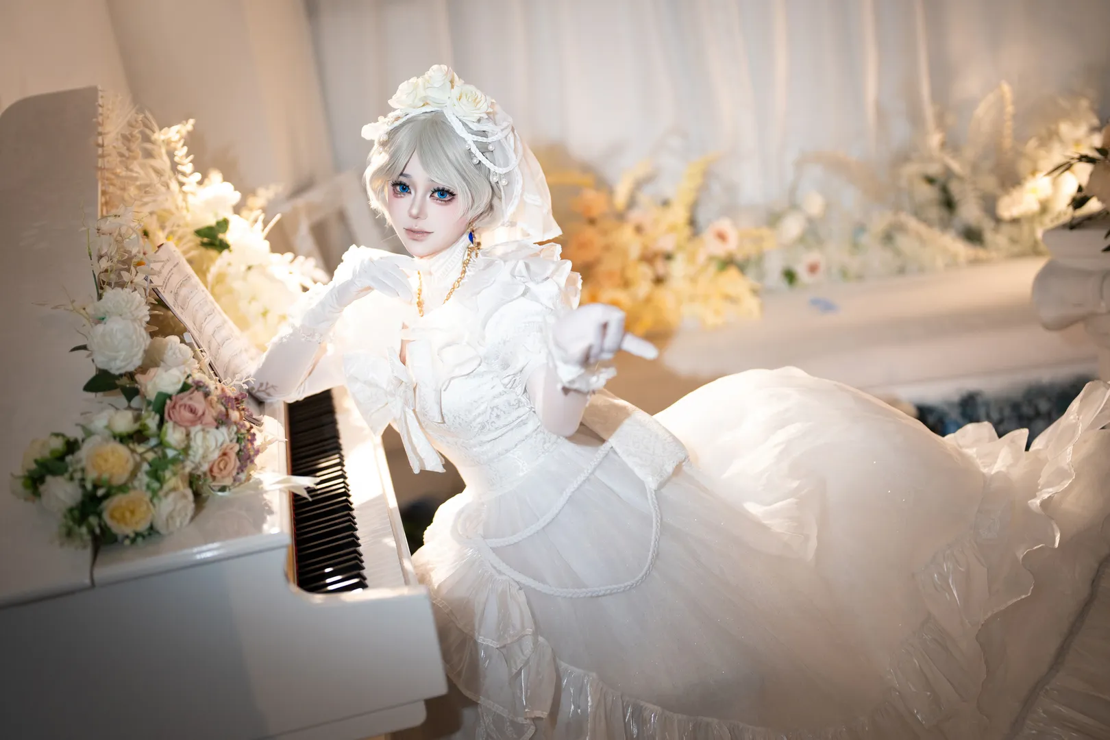 cosplay, 第五人格, 红夫人cos, 白纱礼服, 平面摄影