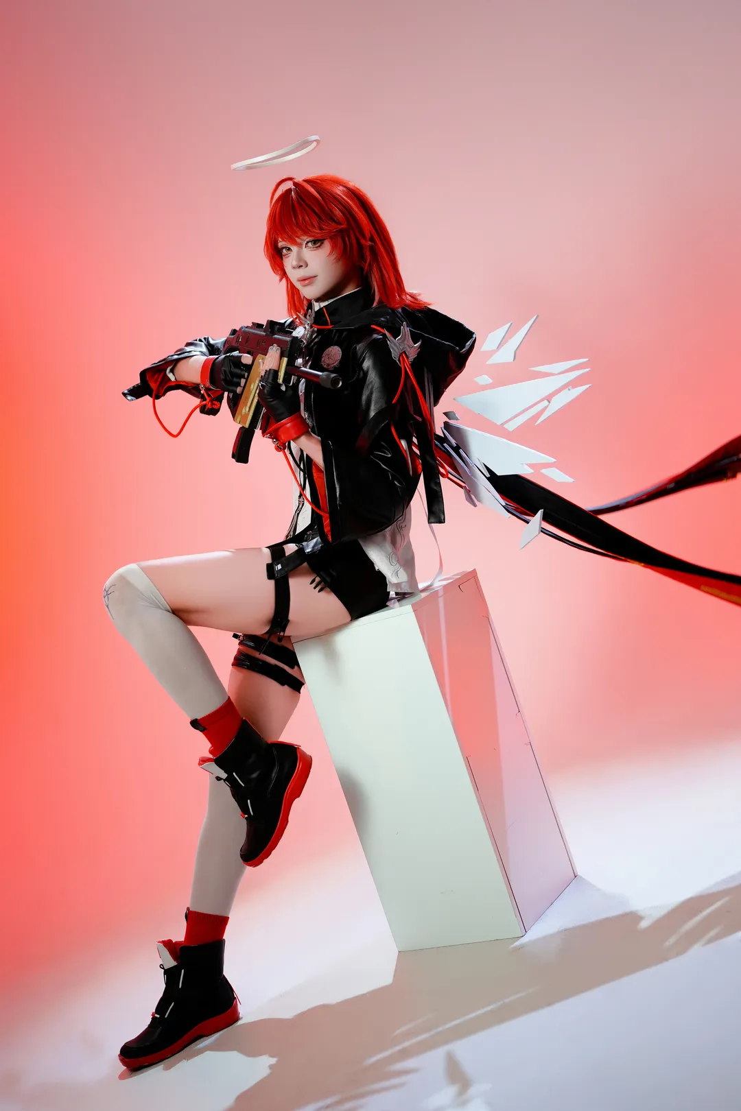 cosplay, 明日方舟, 新约能天使cos, 白丝, 红发