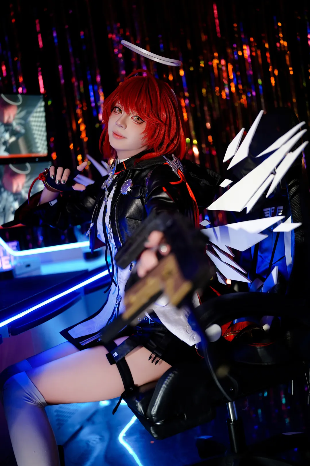 cosplay, 明日方舟, 新约能天使cos, 白丝, 红发 - 第2张
