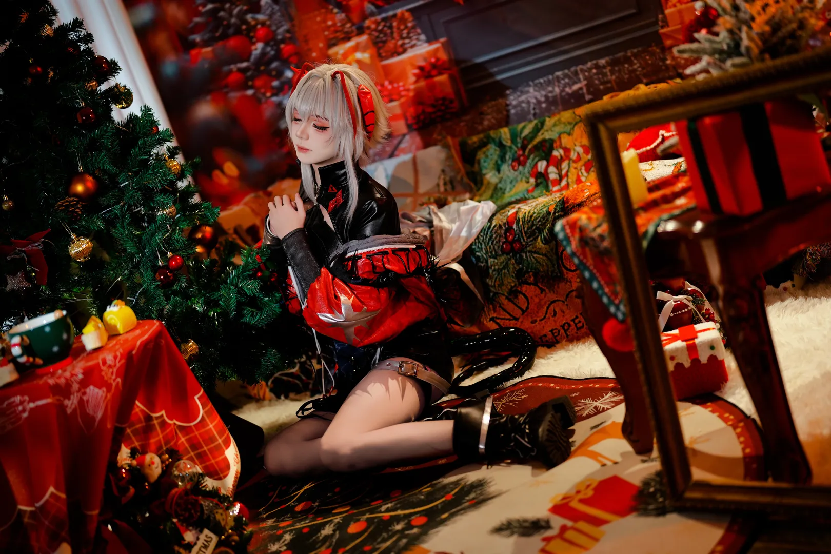 アークナイツ, ウィシャデル コスプレ, 銃器小道具, ストッキング コスプレ, クリスマスのお客様フォト - 3枚目