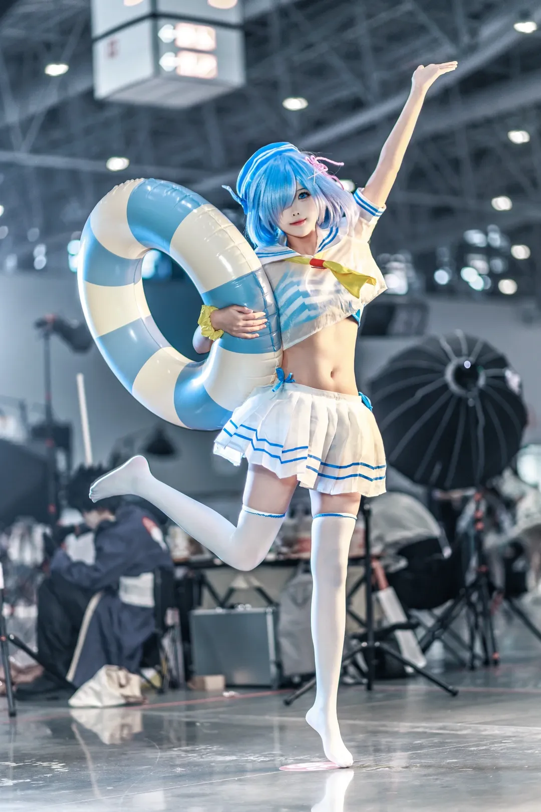cosplay, 泳装, 从零开始的异世界生活, 蕾姆cos, 白丝