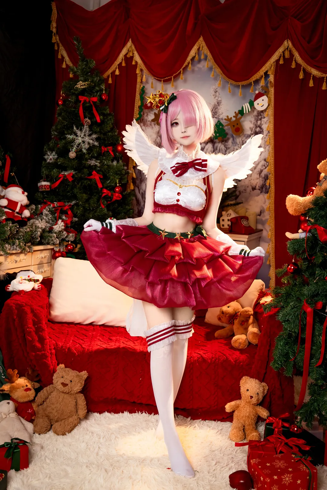 从零开始的异世界生活, 白丝, cosplay摄影, 拉姆cos, 圣诞装