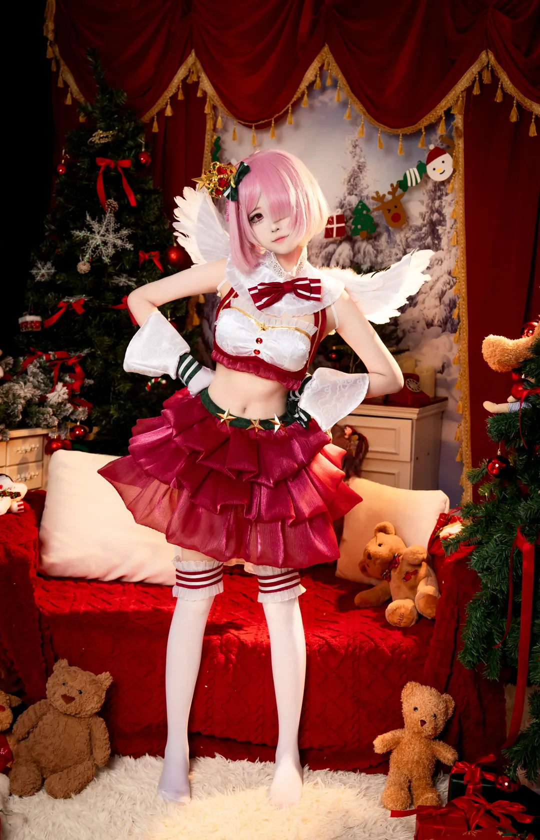 从零开始的异世界生活, 白丝, cosplay摄影, 拉姆cos, 圣诞装 - 第2张