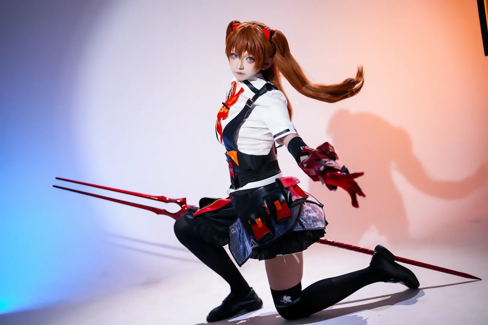 明日香cos, 新世纪福音战士, cosplay摄影, 黑丝袜, 学生党cos