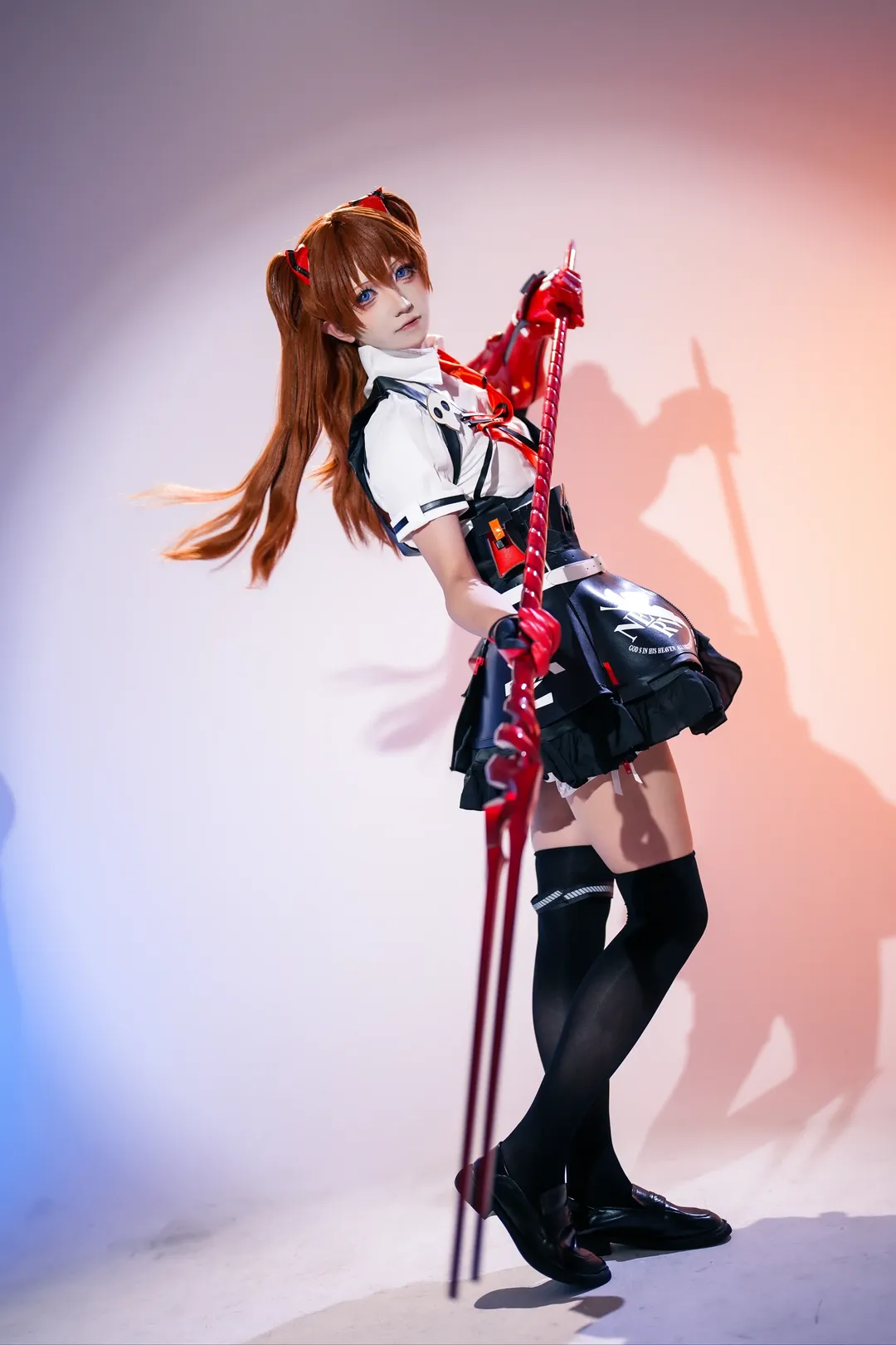 明日香cos, 新世纪福音战士, cosplay摄影, 黑丝袜, 学生党cos - 第3张