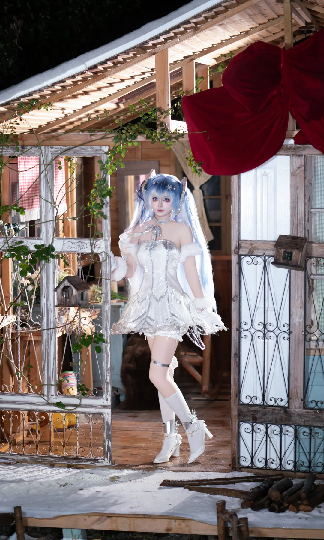二次元, 初音未来, 初音未来cos, 白丝, 雪初音 - 第1张