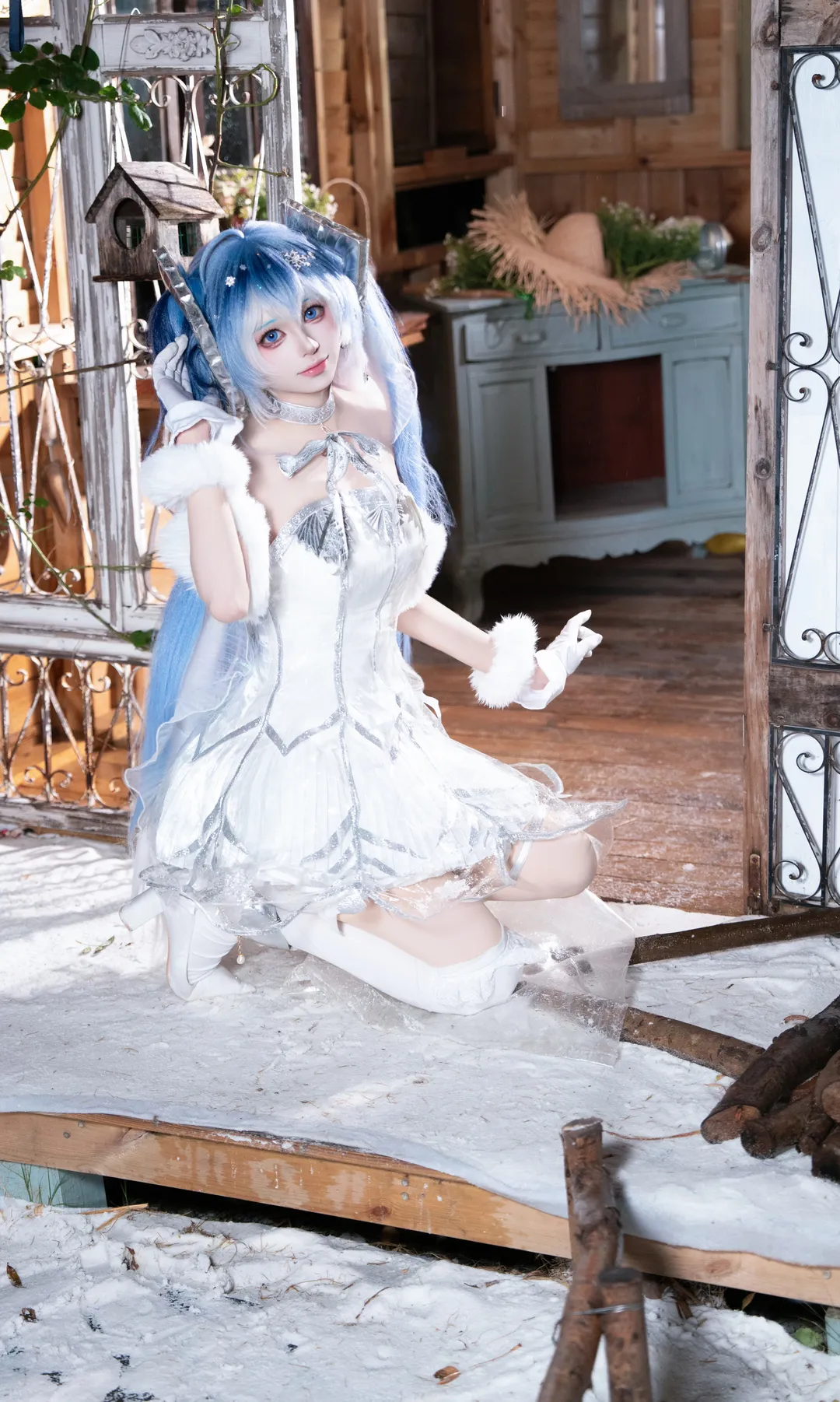 二次元, 初音未来, 初音未来cos, 白丝, 雪初音