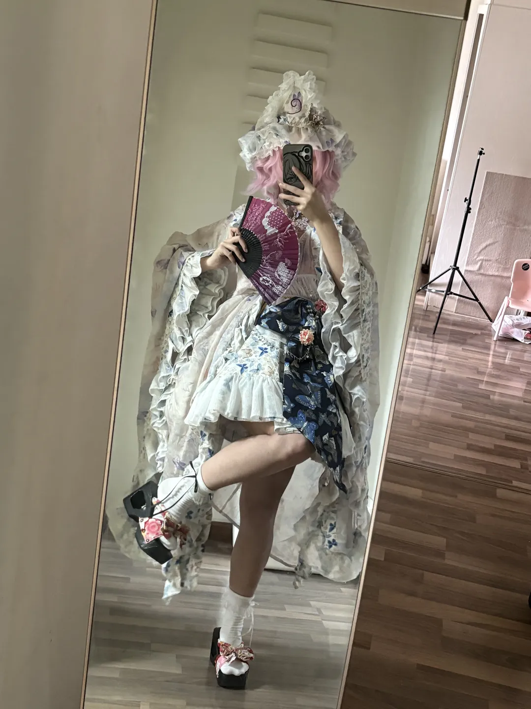 東方Project, 西行寺幽々子コスプレ, 白ニーソコーデ, コスプレコーディネート, 中華風ロリータ
