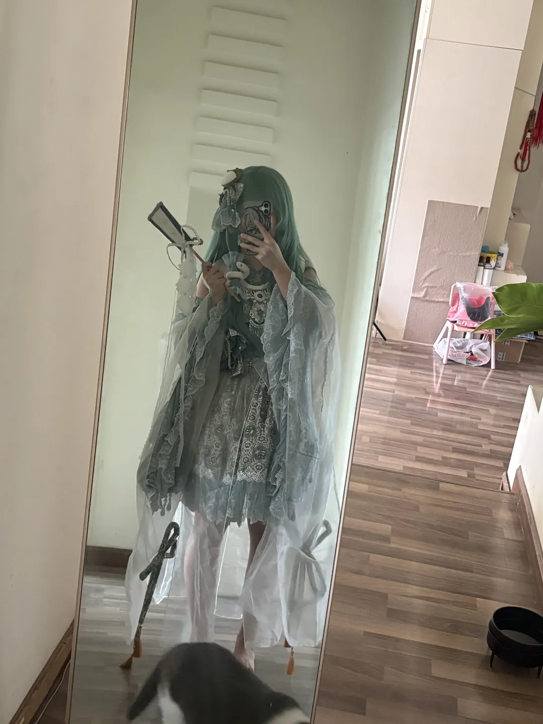 東方Project, 東方二次設定, 東風谷早苗 コスプレ, ミントグリーンのウィッグ, 中国風ロリータ - 2枚目