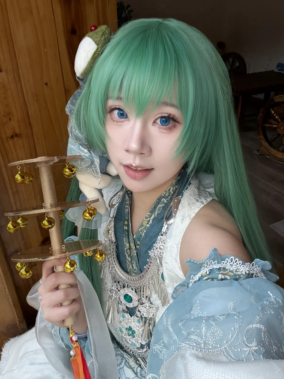 东方Project, 二次元cosplay, 守矢神社, 东风谷葵cos, 绿发蓝眼