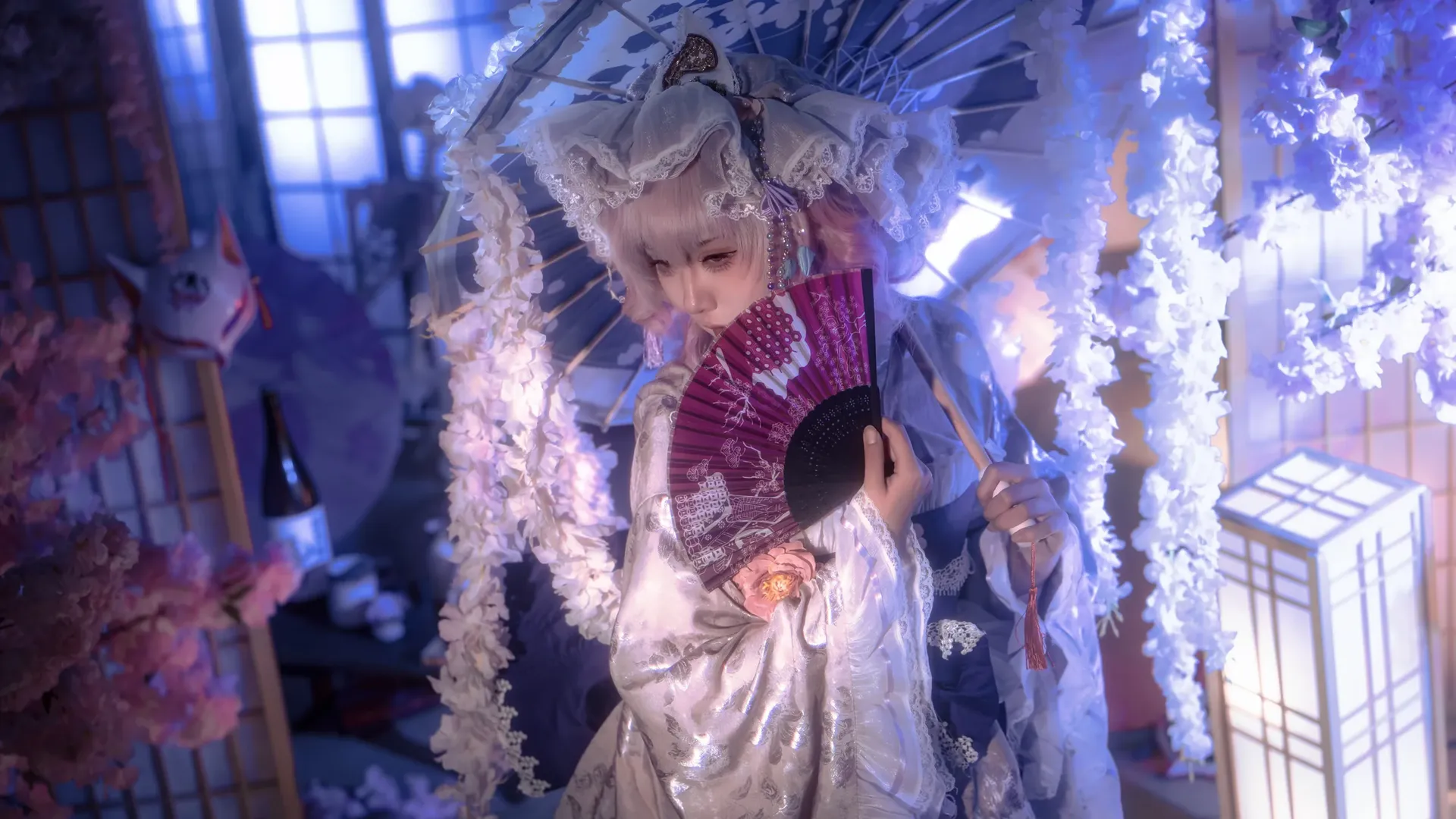 Touhou Project, Anime cosplay, Saigyouji Yuyuko cosplay, Modified Japanese-style clothing, Light and shadow atmosphere - Image 3