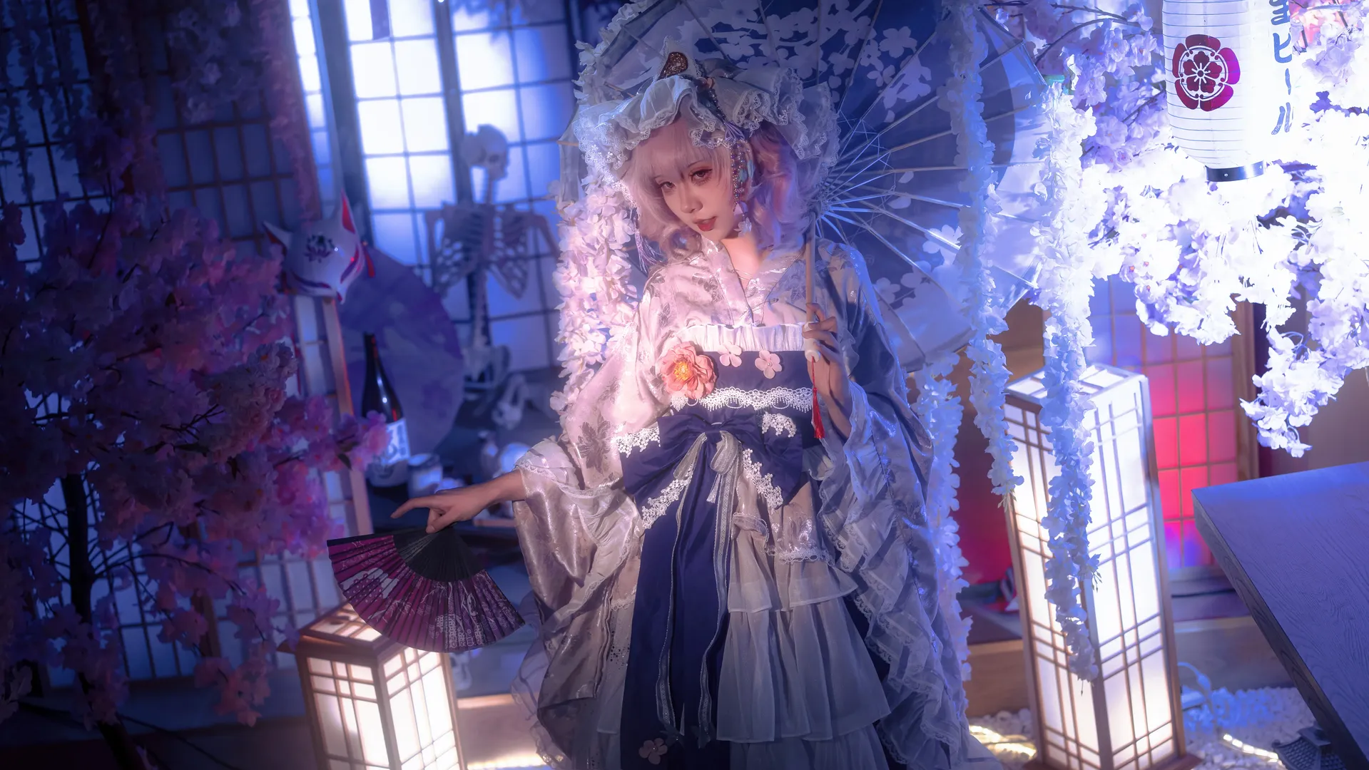 Touhou Project, Anime cosplay, Saigyouji Yuyuko cosplay, Modified Japanese-style clothing, Light and shadow atmosphere - Image 4