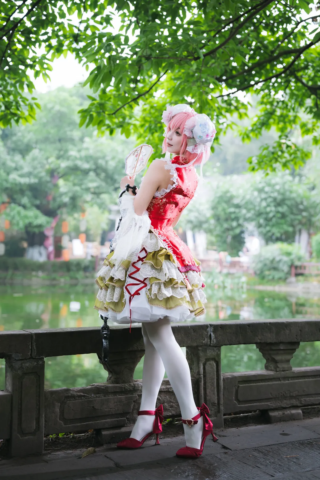 Touhou Project, Outdoor photography, White thigh-highs outfit, Bamboo forest photoshoot, Ibaraki Kasen cosplay - Image 5