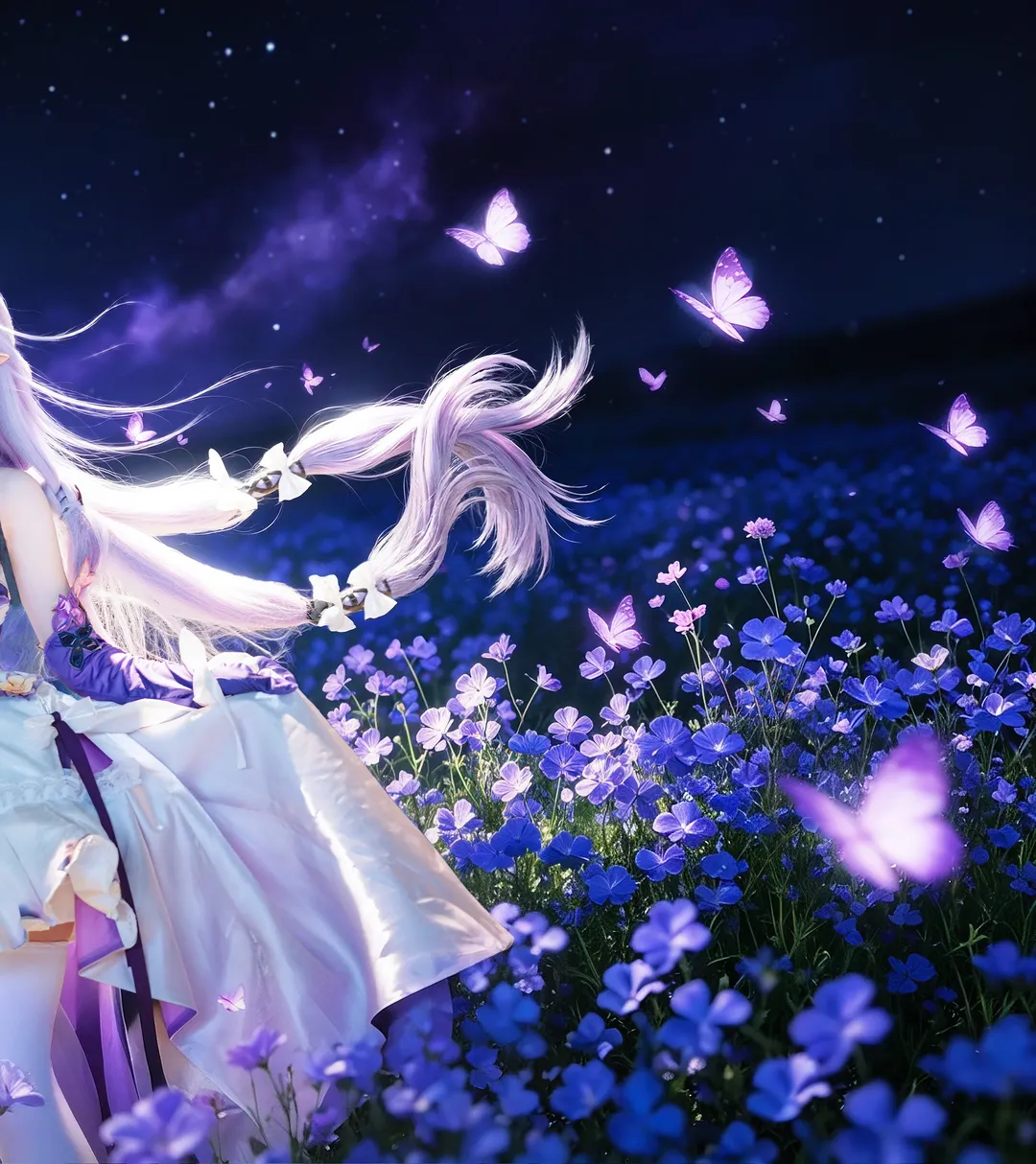 崩坏星穹铁道, 二次元cosplay, 遐蝶cos, 夜景人像, 花海外景 - 第2张