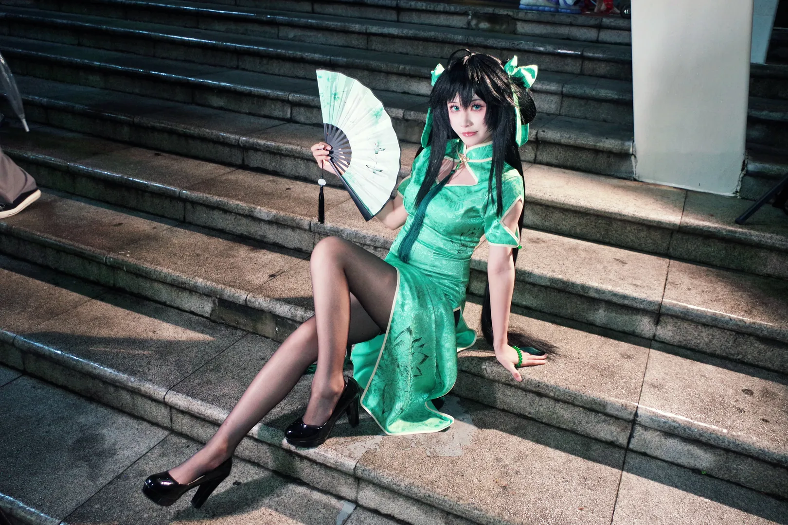 cosplay, 王者荣耀, 旗袍, 黑丝, 孙尚香cos