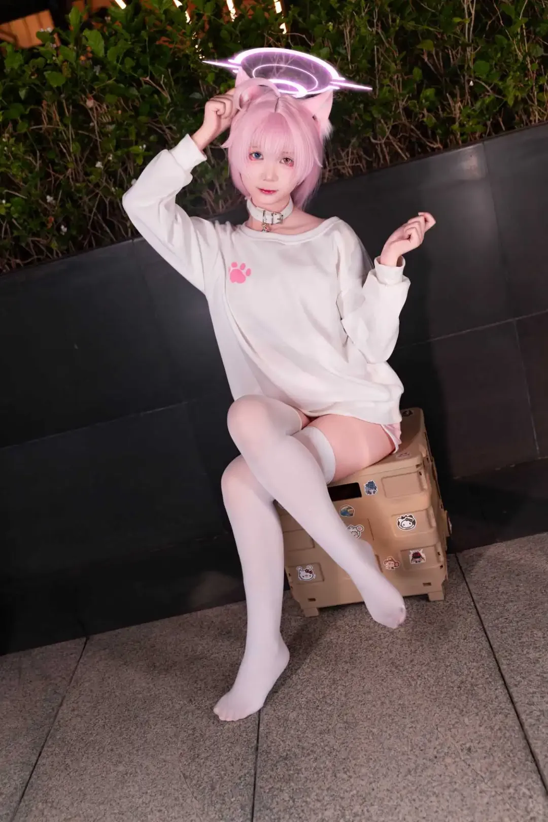 蔚蓝档案, 二次元cosplay, 小鸟游星野cos, 漫展外景, 白丝猫耳 - 第3张
