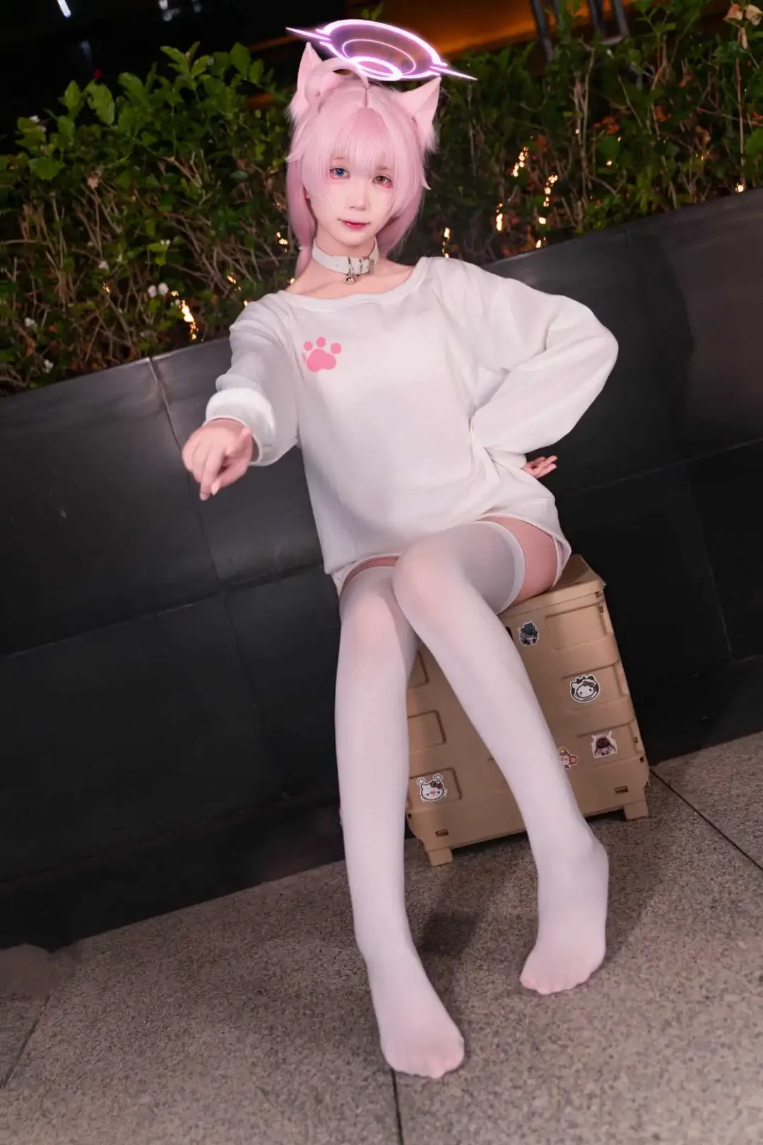 Blue Archive, Firefly ACG Expo, Takanashi Hoshino cosplay, Anime cosplay, White stockings cat ears
