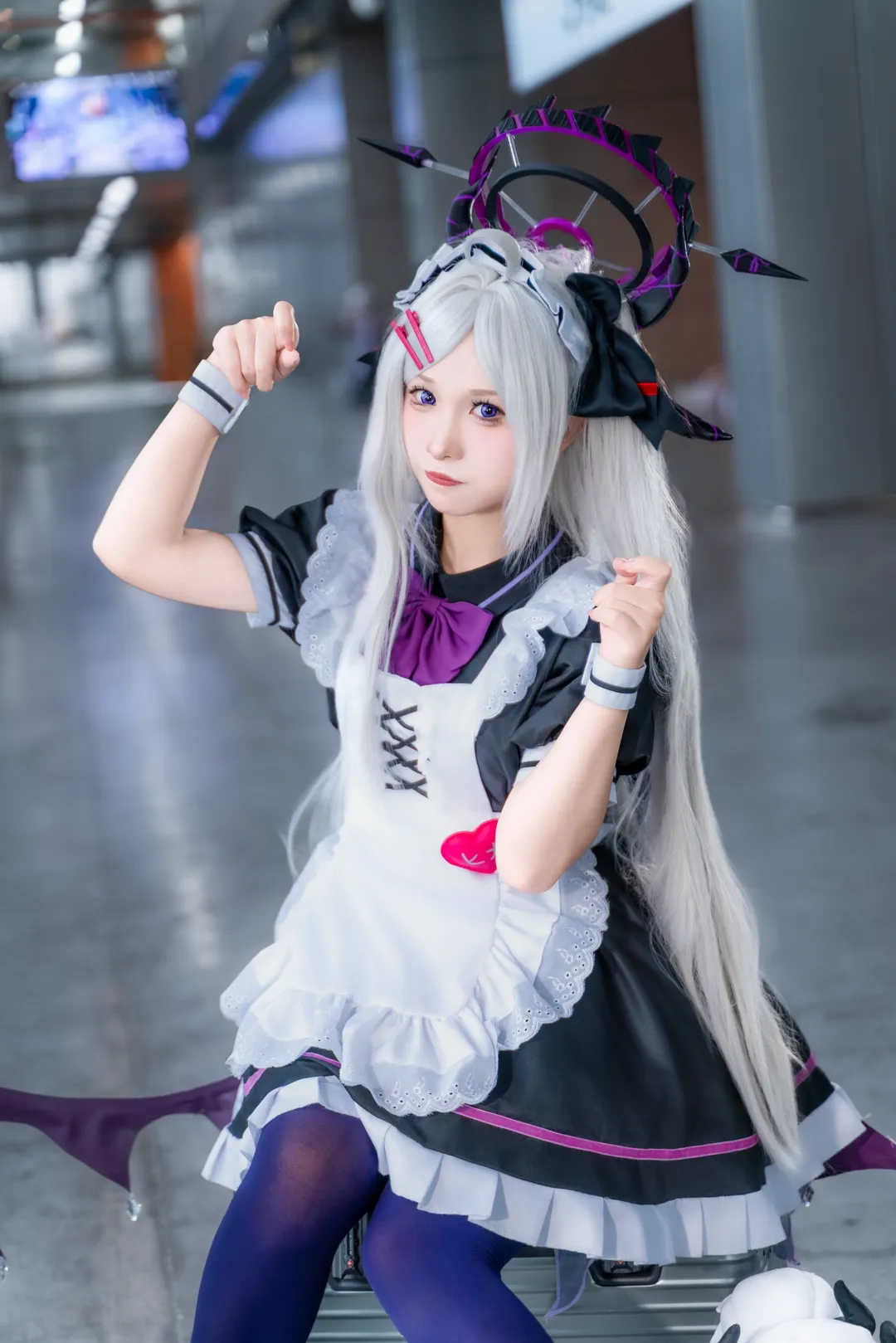 蔚蓝档案, 萤火虫漫展, 空崎日奈cos, 二次元cosplay, 紫色连裤袜 - 第1张