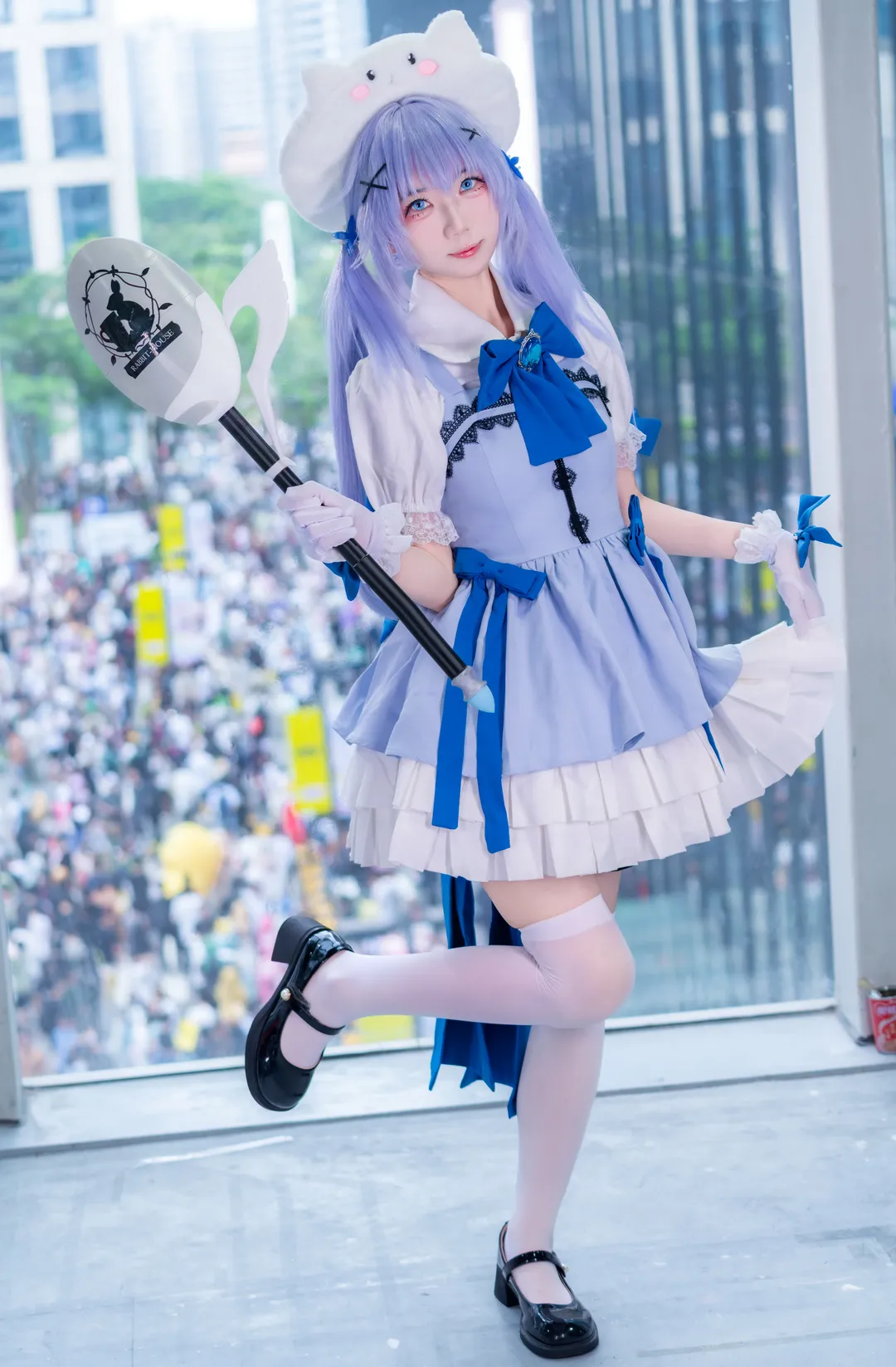 萤火虫漫展, 二次元cos, 香风智乃cos, 点兔, 白丝过膝袜 - 第2张