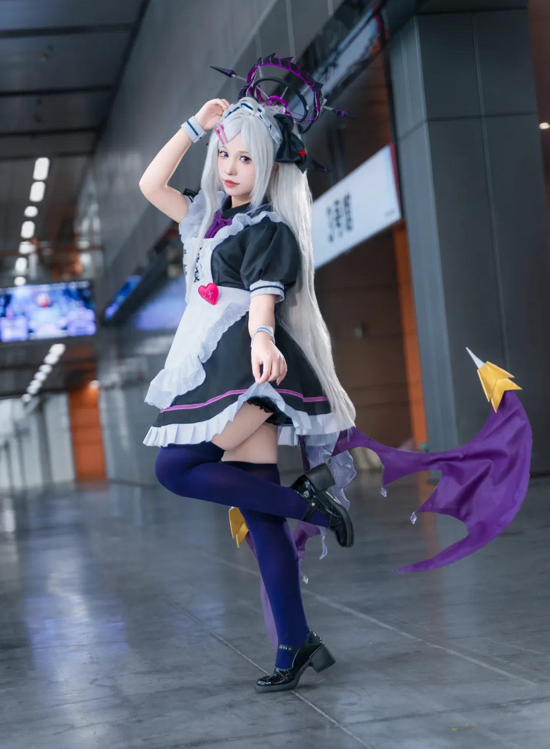 Blue Archive, Firefly ACG Expo, Sorasaki Hina cosplay, Anime maid, Blue stockings